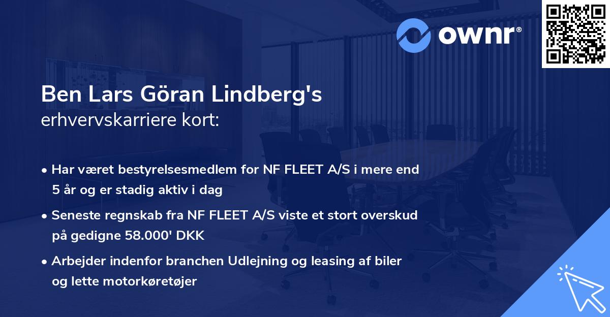 Ben Lars Göran Lindberg's erhvervskarriere kort