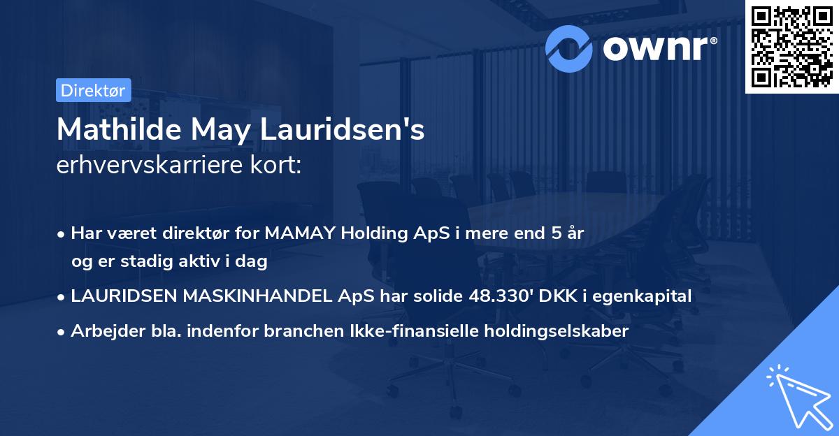 Mathilde May Lauridsen's erhvervskarriere kort
