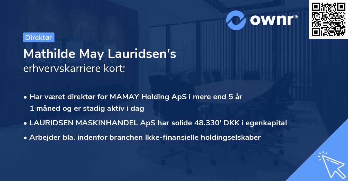 Mathilde May Lauridsen's erhvervskarriere kort