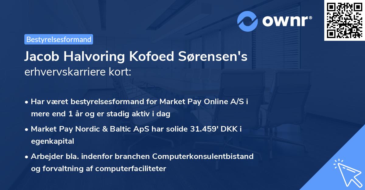 Jacob Halvoring Kofoed Sørensen's erhvervskarriere kort