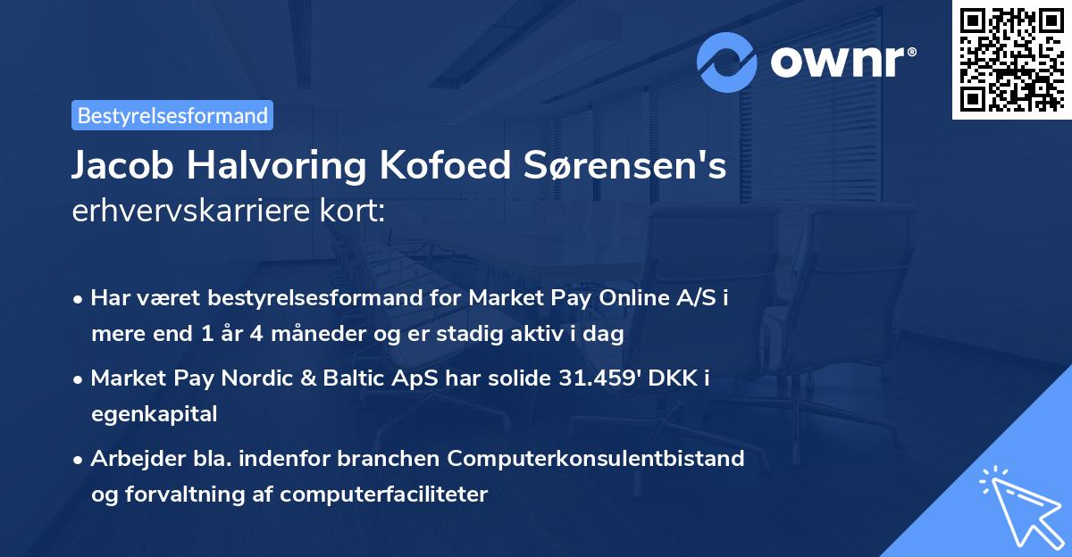 Jacob Halvoring Kofoed Sørensen's erhvervskarriere kort