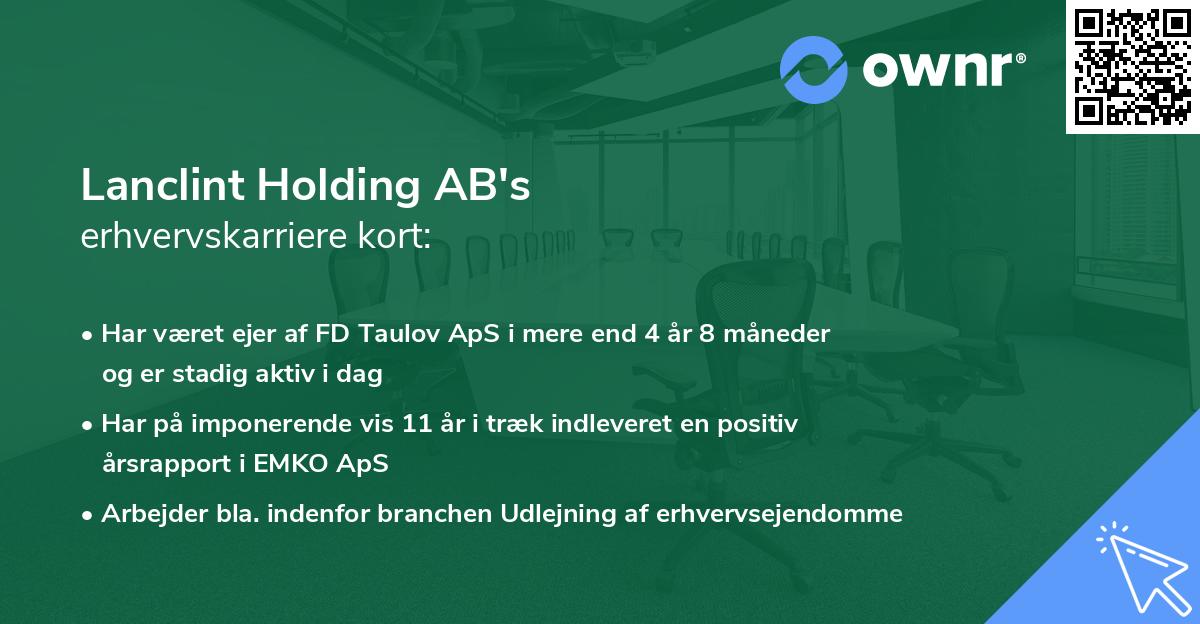Lanclint Holding AB's erhvervskarriere kort