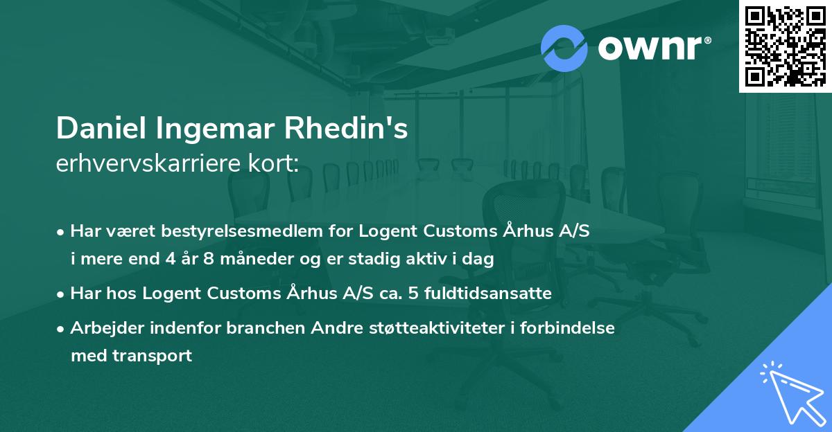 Daniel Ingemar Rhedin's erhvervskarriere kort