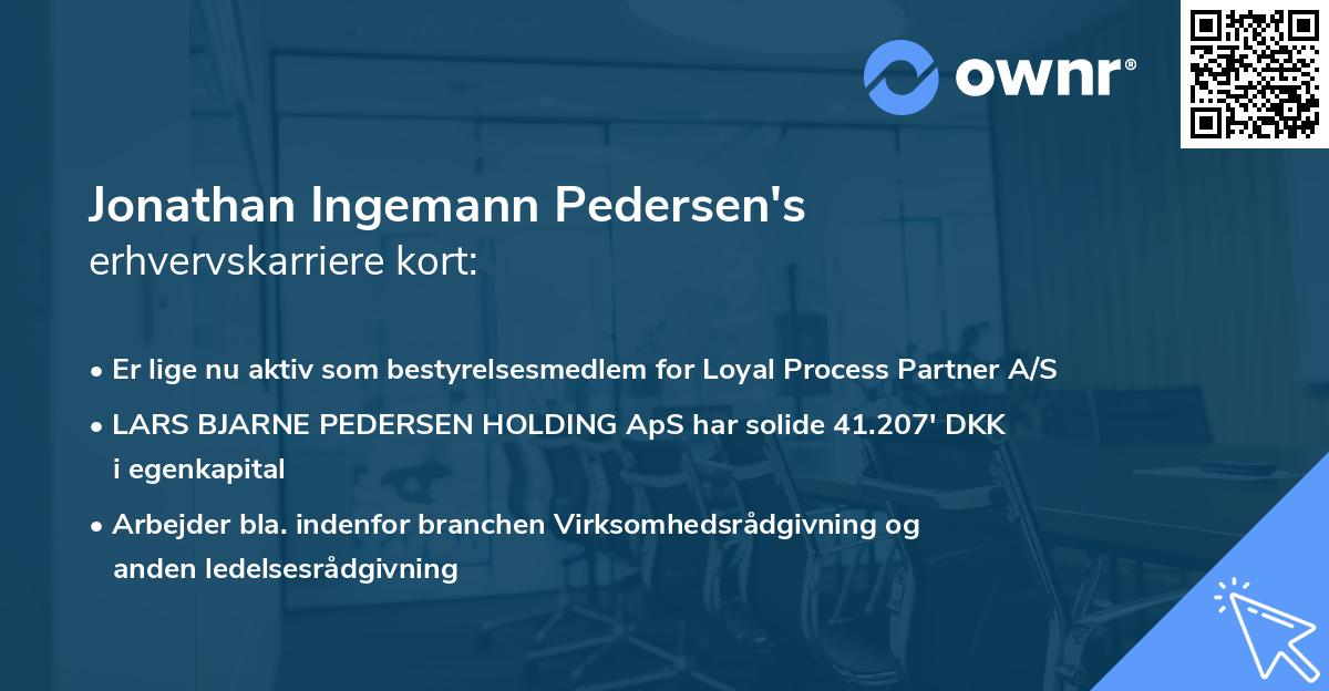 Jonathan Ingemann Pedersen's erhvervskarriere kort