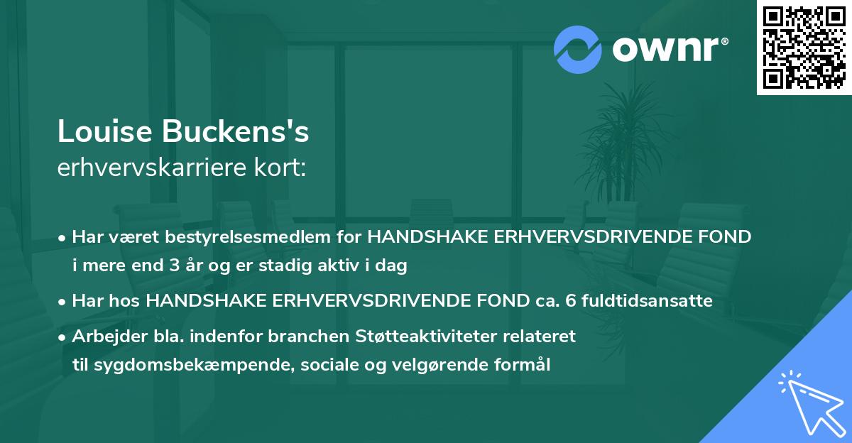 Louise Buckens's erhvervskarriere kort
