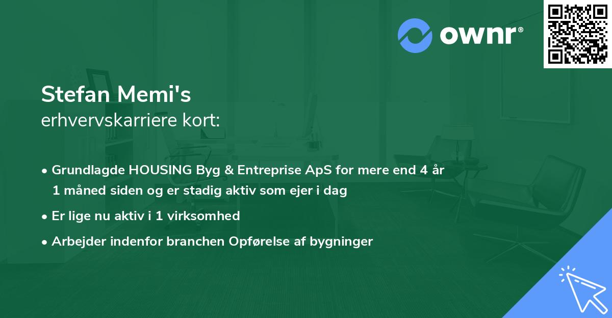 Stefan Memi's erhvervskarriere kort