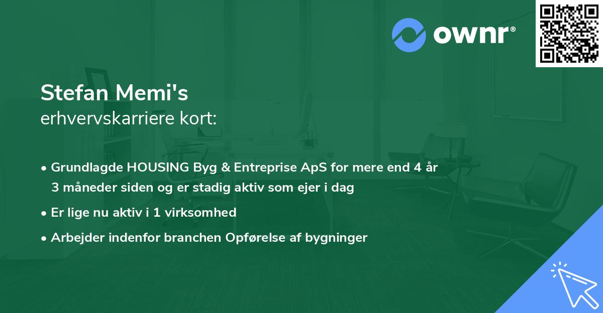 Stefan Memi's erhvervskarriere kort