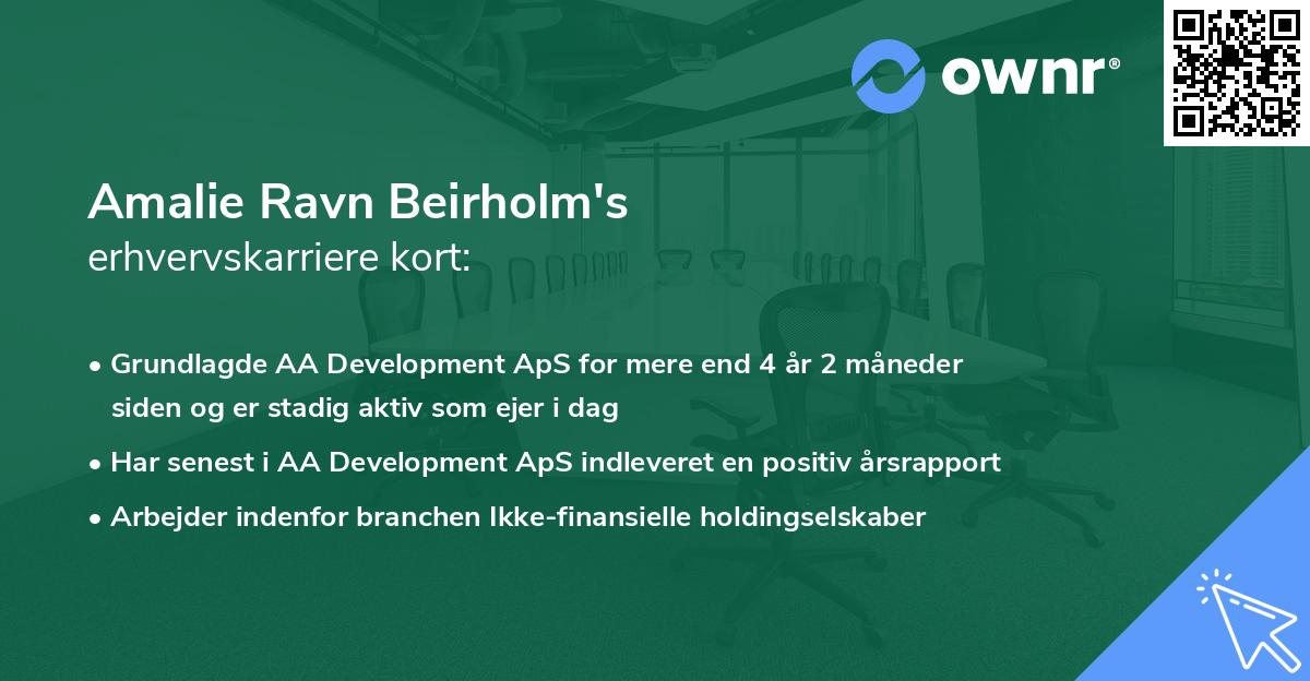 Amalie Ravn Beirholm's erhvervskarriere kort
