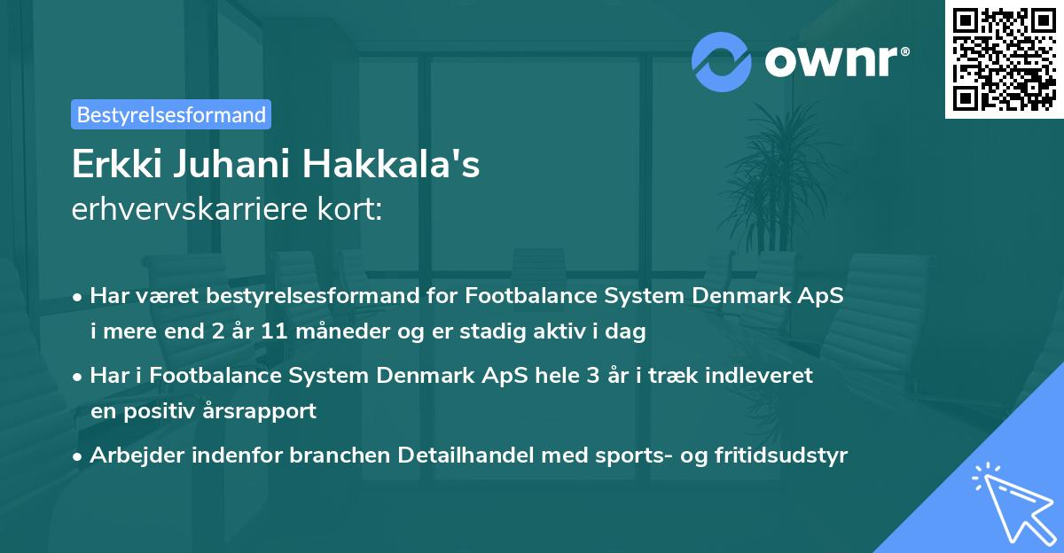 Erkki Juhani Hakkala's erhvervskarriere kort