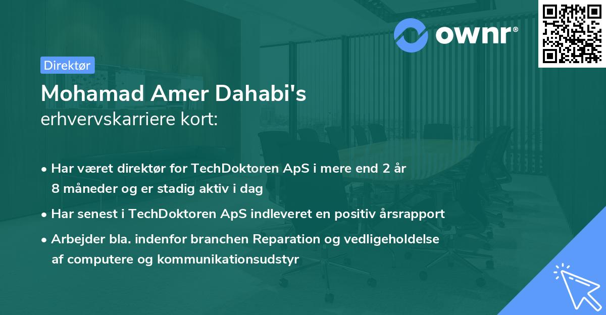 Mohamad Amer Dahabi's erhvervskarriere kort