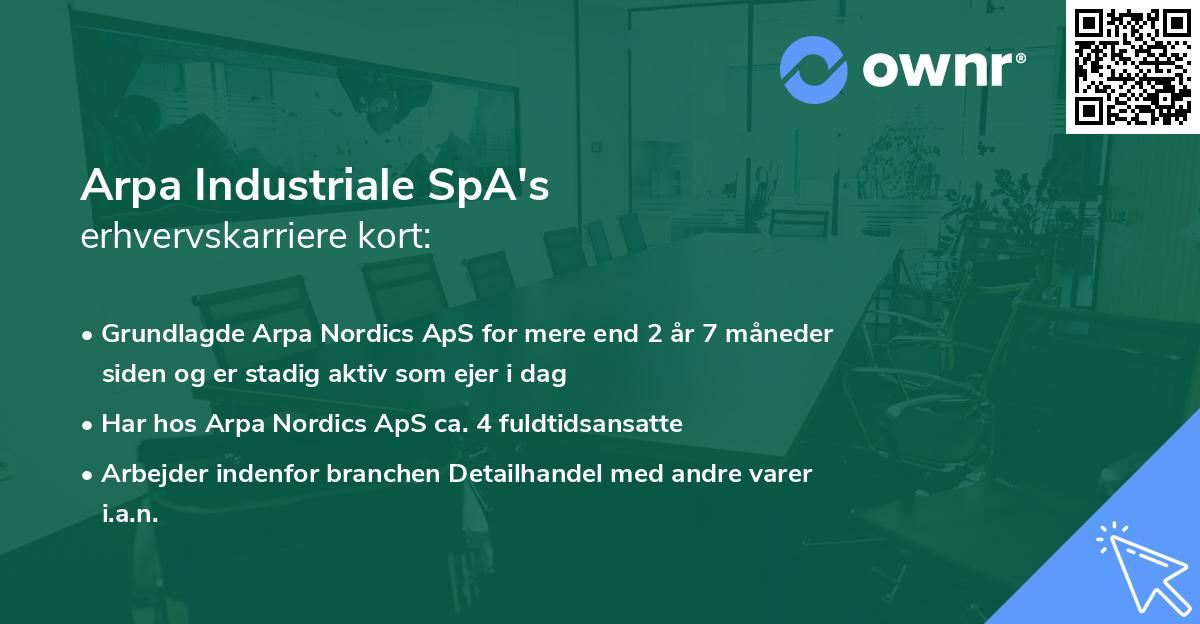 Arpa Industriale SpA's erhvervskarriere kort