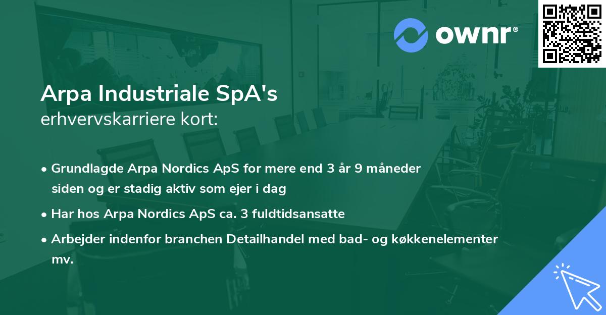 Arpa Industriale SpA's erhvervskarriere kort