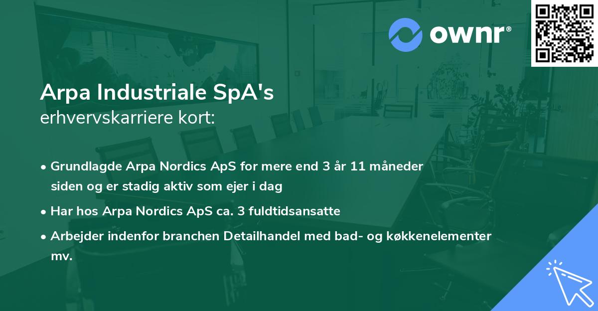 Arpa Industriale SpA's erhvervskarriere kort