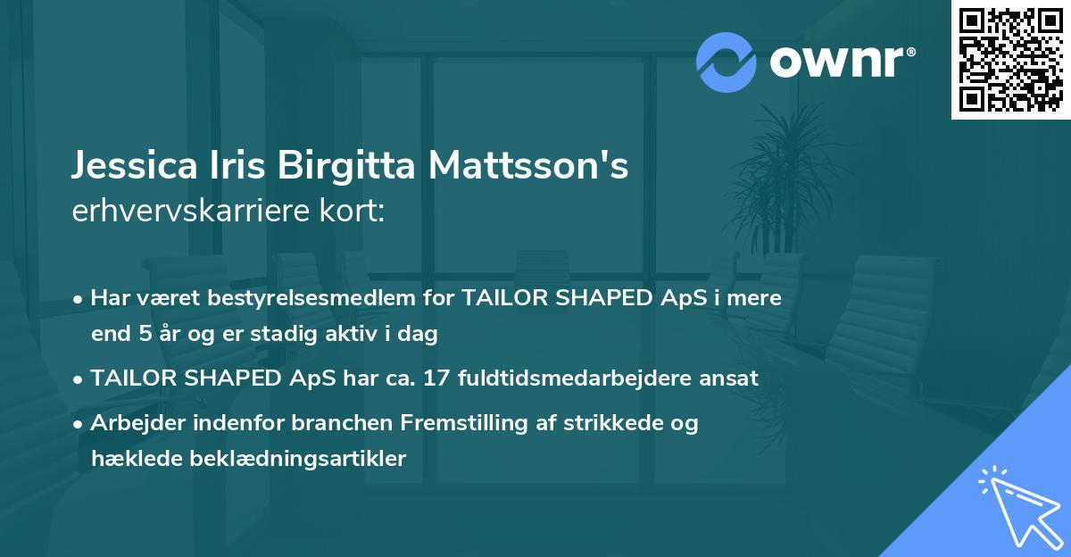 Jessica Iris Birgitta Mattsson's erhvervskarriere kort