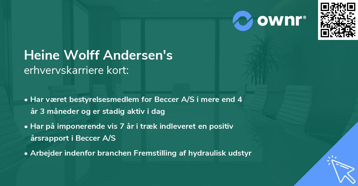 Heine Wolff Andersen's erhvervskarriere kort