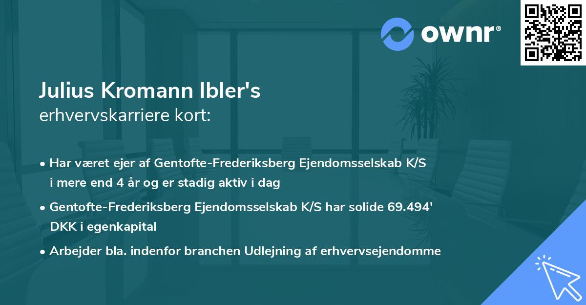 Julius Kromann Ibler's erhvervskarriere kort