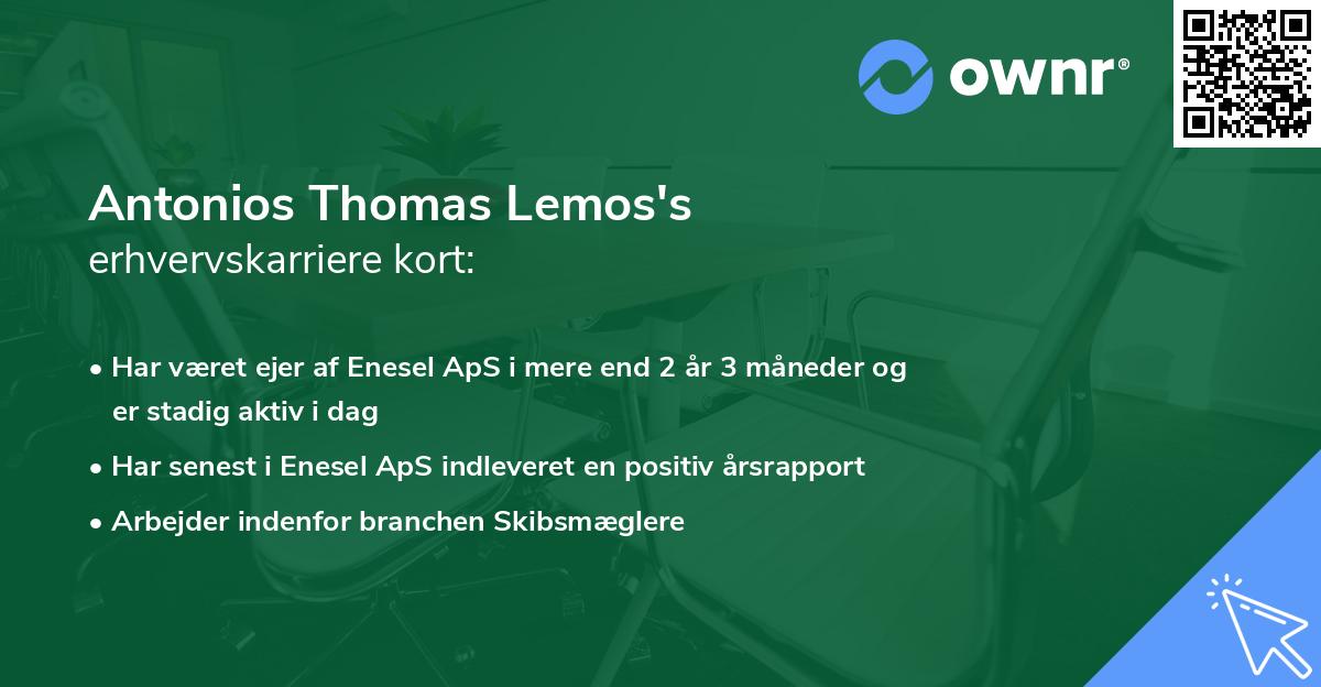 Antonios Thomas Lemos's erhvervskarriere kort