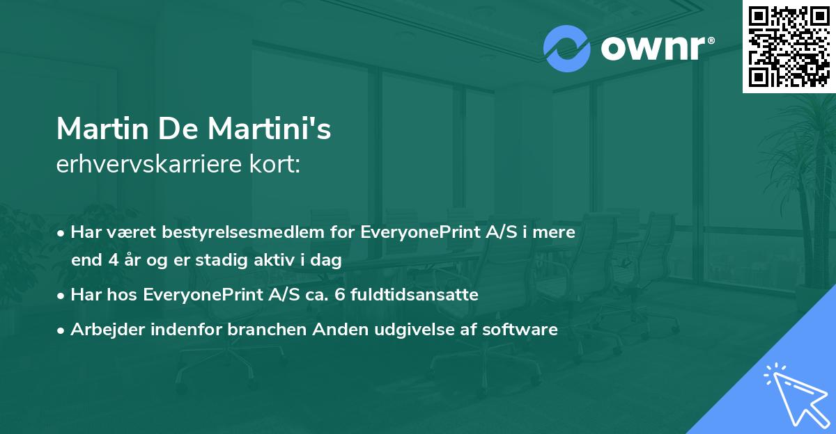 Martin De Martini's erhvervskarriere kort