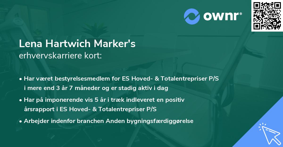 Lena Hartwich Marker's erhvervskarriere kort