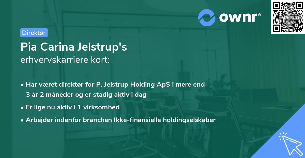 Pia Carina Jelstrup's erhvervskarriere kort