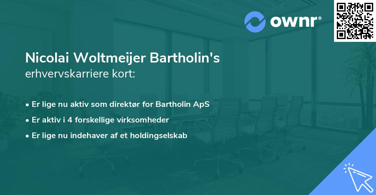 Nicolai Woltmeijer Bartholin's erhvervskarriere kort