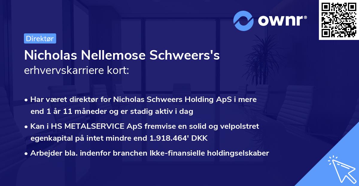 Nicholas Nellemose Schweers's erhvervskarriere kort
