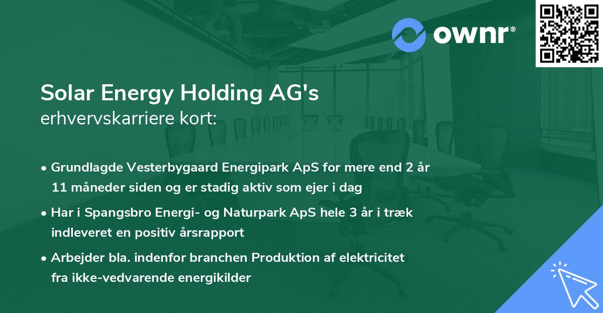 Solar Energy Holding AG's erhvervskarriere kort