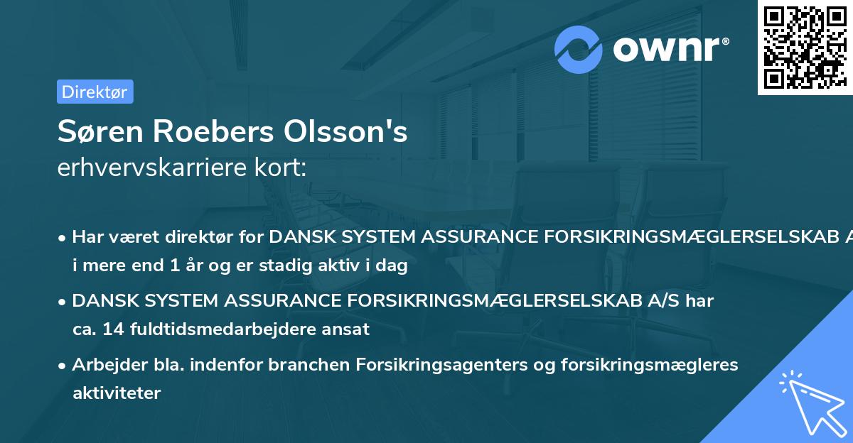 Søren Roebers Olsson's erhvervskarriere kort