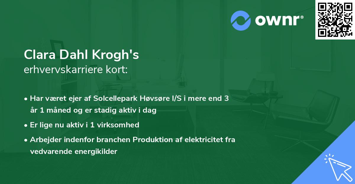Clara Dahl Krogh's erhvervskarriere kort