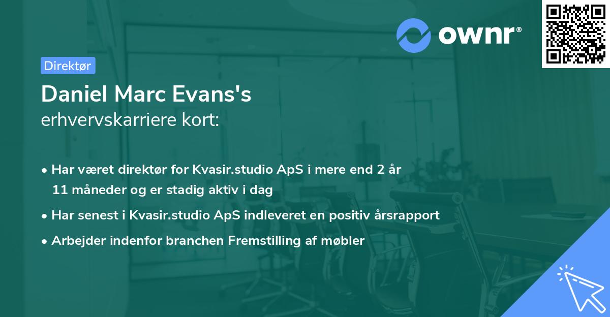 Daniel Marc Evans's erhvervskarriere kort