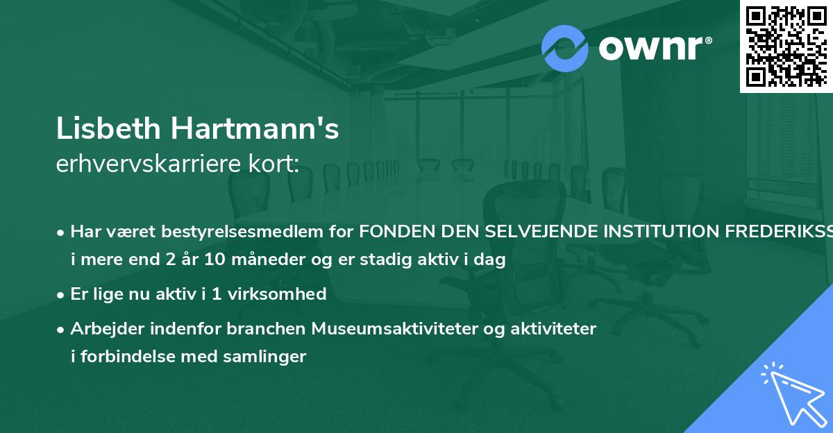 Lisbeth Hartmann's erhvervskarriere kort