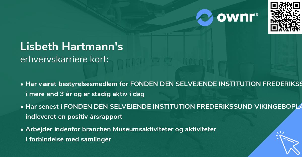 Lisbeth Hartmann's erhvervskarriere kort