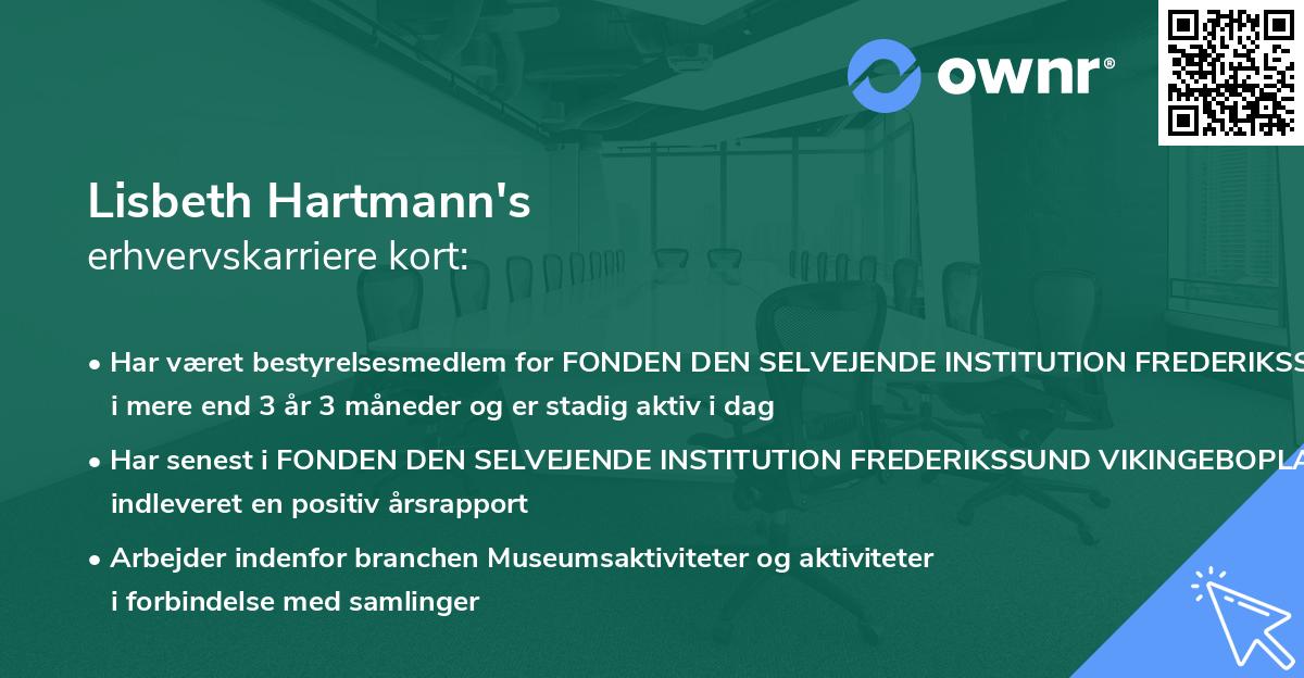 Lisbeth Hartmann's erhvervskarriere kort