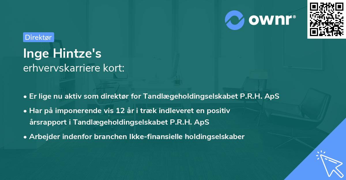 Inge Hintze's erhvervskarriere kort