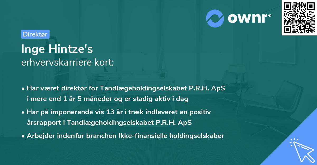 Inge Hintze's erhvervskarriere kort