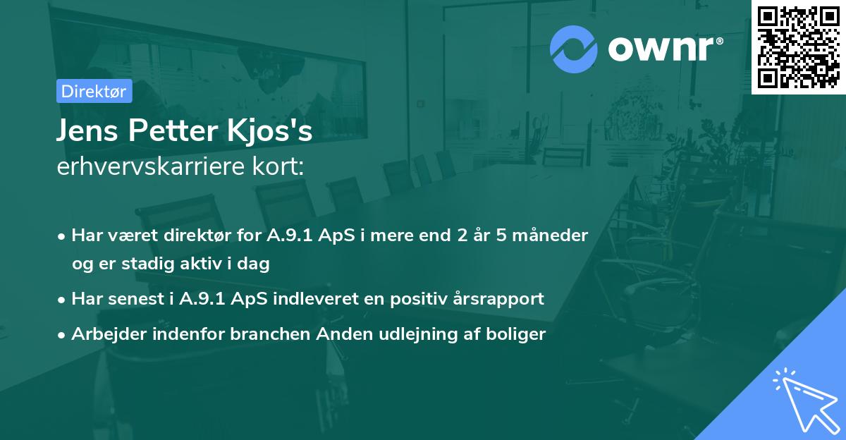 Jens Petter Kjos's erhvervskarriere kort