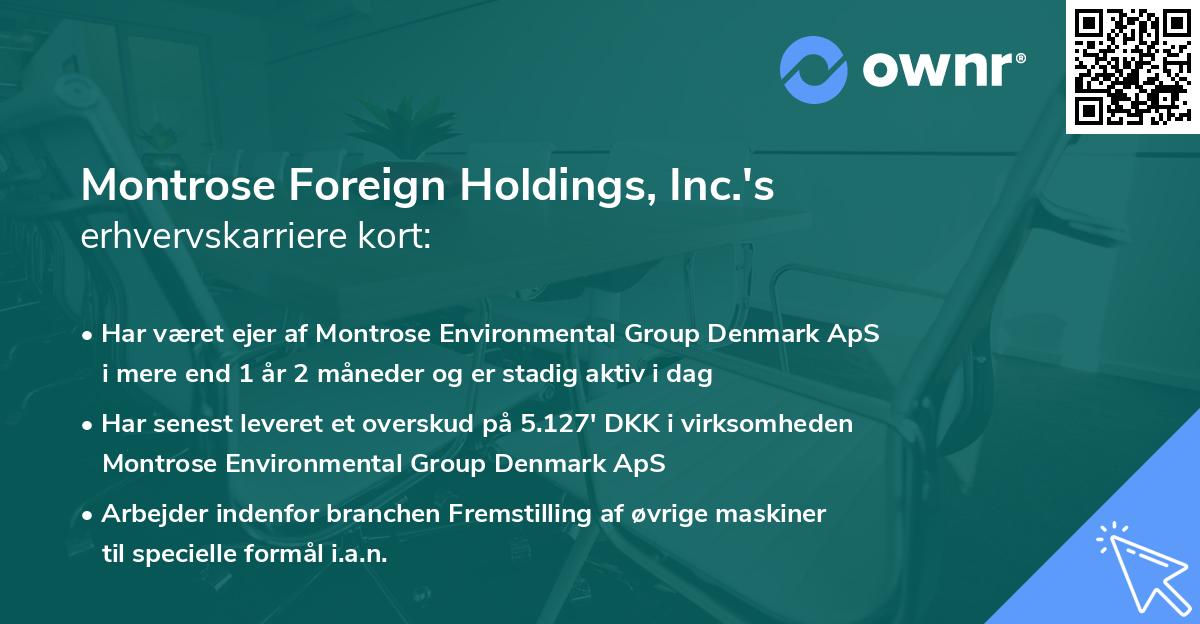 Montrose Foreign Holdings, Inc.'s erhvervskarriere kort