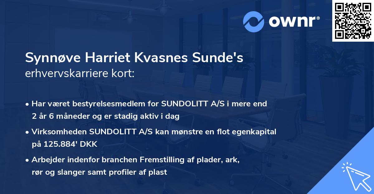 Synnøve Harriet Kvasnes Sunde's erhvervskarriere kort