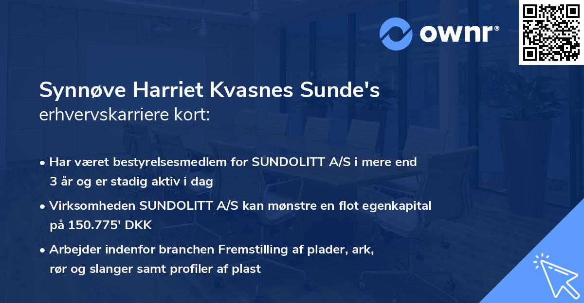 Synnøve Harriet Kvasnes Sunde's erhvervskarriere kort