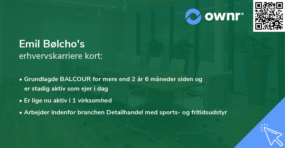 Emil Bølcho's erhvervskarriere kort