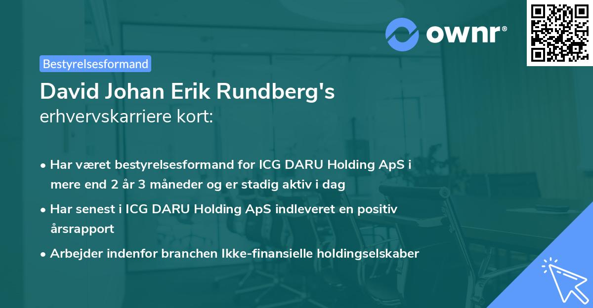 David Johan Erik Rundberg's erhvervskarriere kort