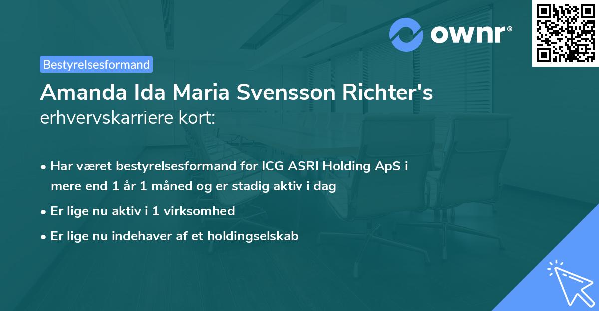 Amanda Ida Maria Svensson Richter's erhvervskarriere kort