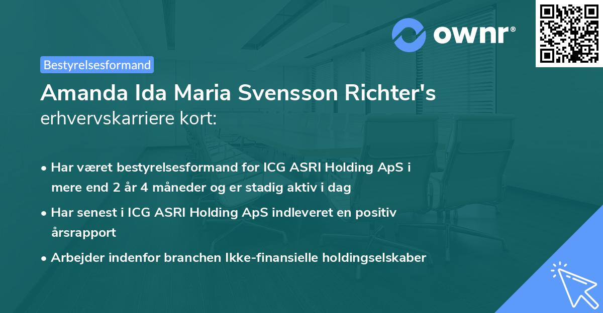 Amanda Ida Maria Svensson Richter's erhvervskarriere kort