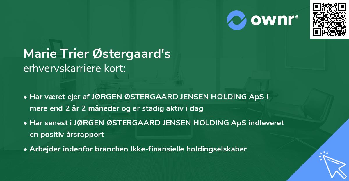 Marie Trier Østergaard's erhvervskarriere kort