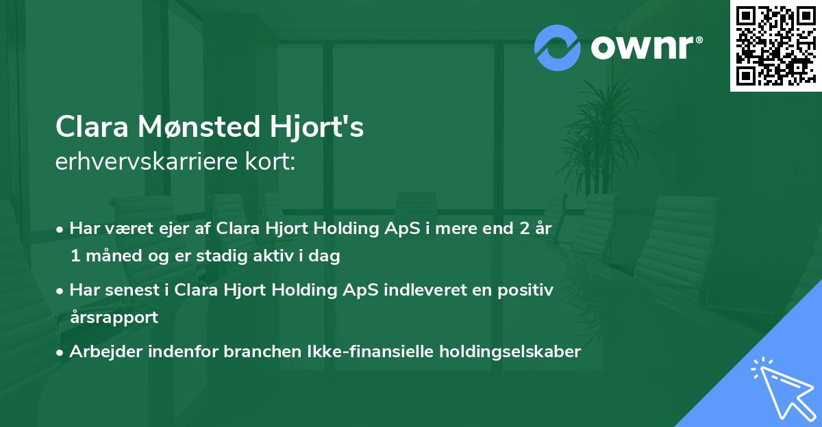 Clara Mønsted Hjort's erhvervskarriere kort