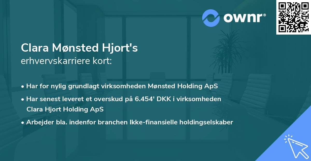 Clara Mønsted Hjort's erhvervskarriere kort