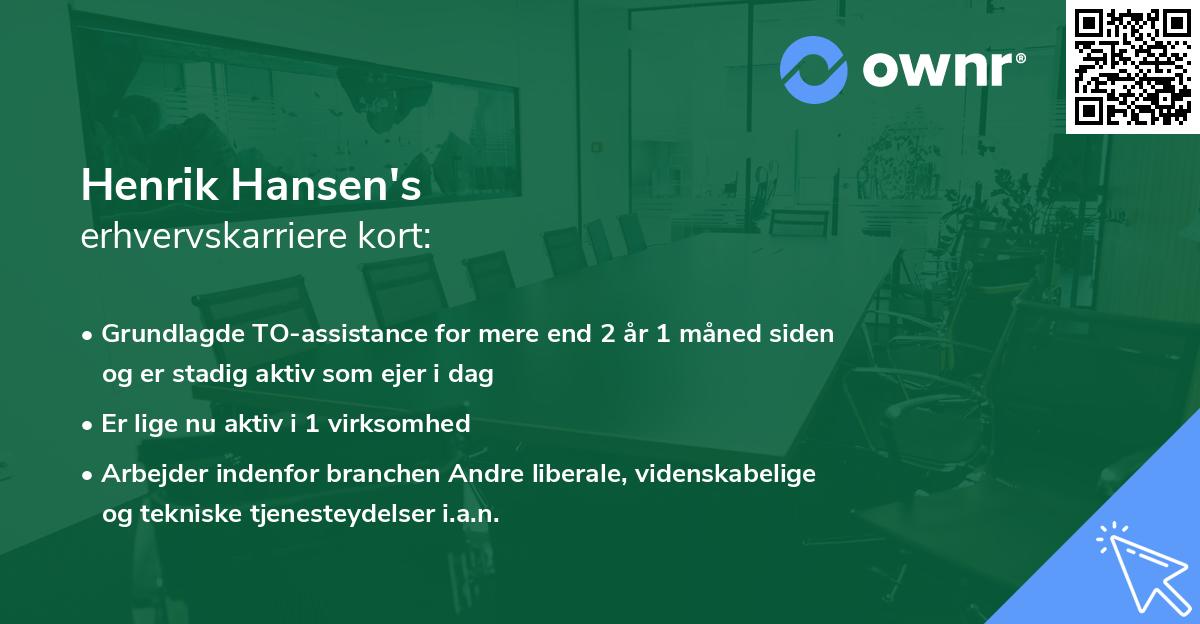 Henrik Hansen's erhvervskarriere kort