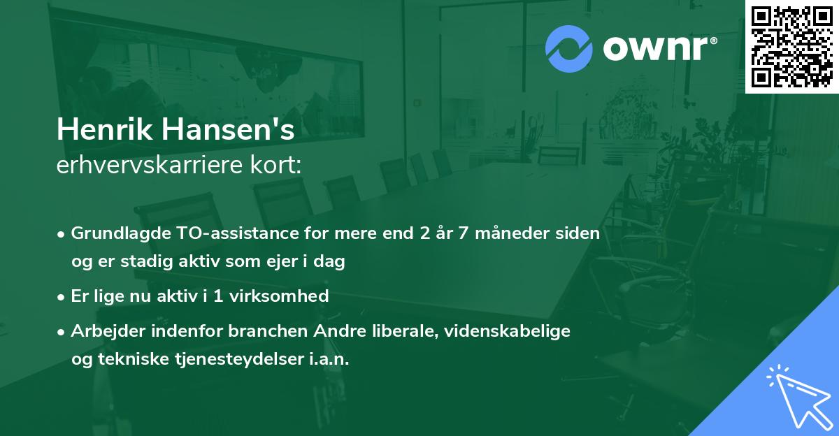 Henrik Hansen's erhvervskarriere kort
