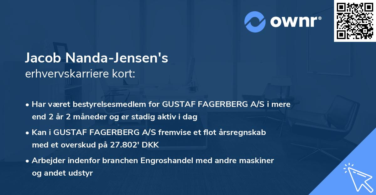 Jacob Nanda-Jensen's erhvervskarriere kort