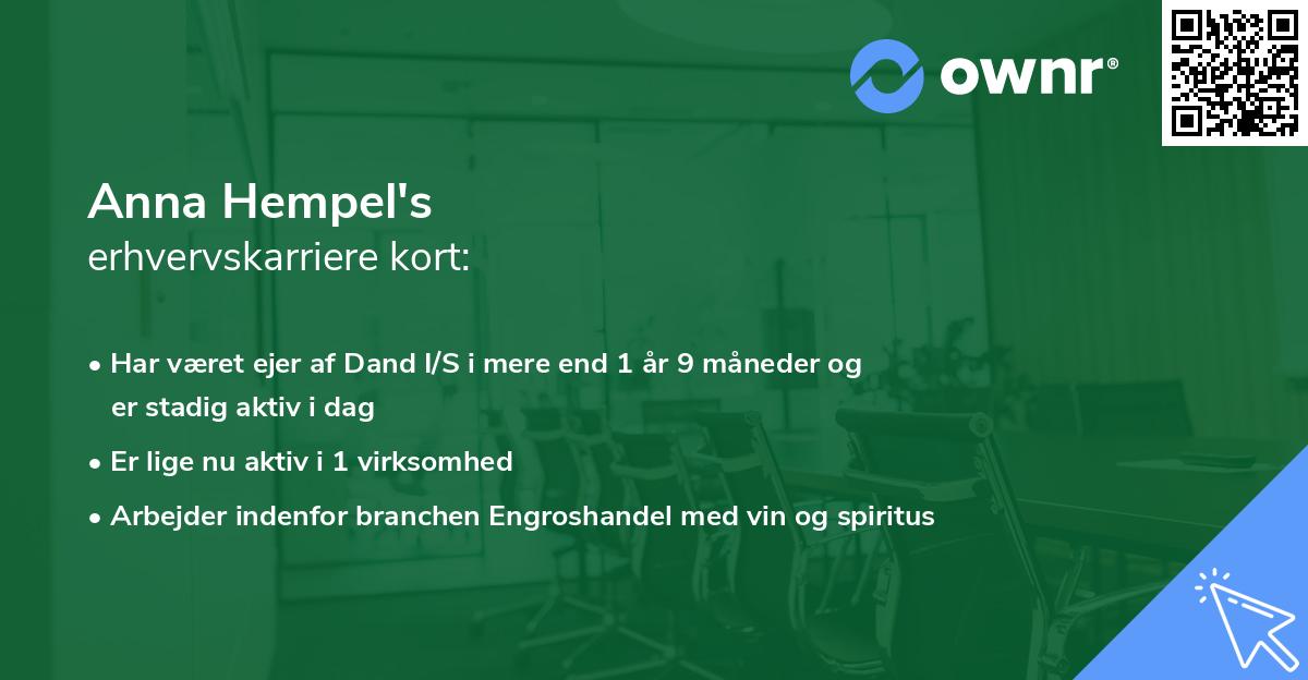 Anna Hempel's erhvervskarriere kort